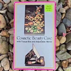 Vintage Cosmetic Beauty Case Tissue Box Adjustable‎ Mirror 80s New